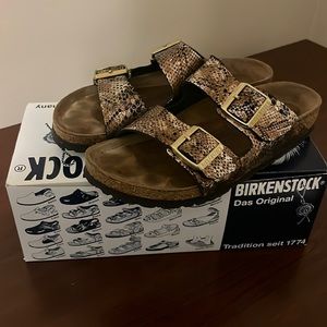 Birkenstock Arizona sandals in python gold - size 39 narrow